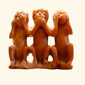 Vintage “See No Evil, Hear No Evil, Speak No Evil” Soapstone Monkey Carving